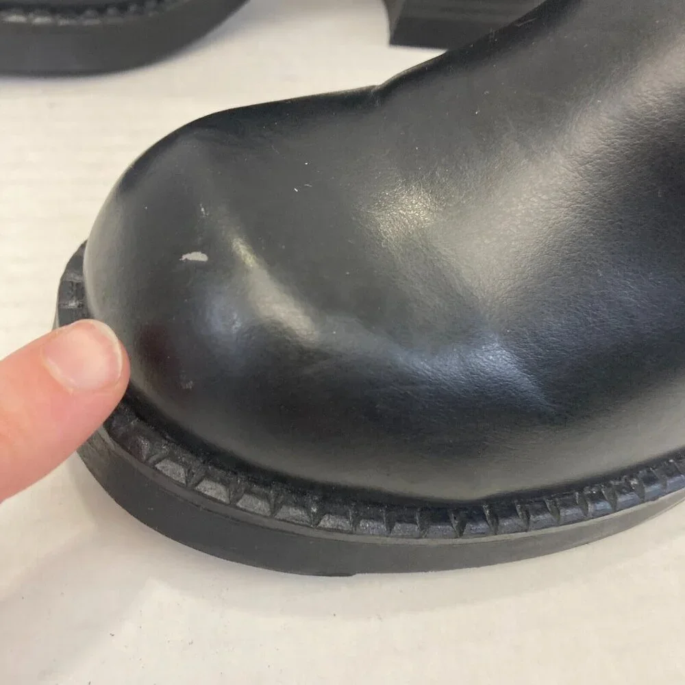 Vintage Chunky Heels Buckle Shoes Loafers Womens 9.5 Goth Punk Grunge Black‎ - Picture 5 of 16